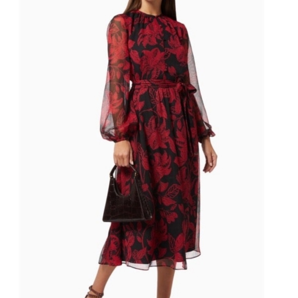 Ted Baker London Hadlee Rococo button-down midi women sz 4 dress formal evening